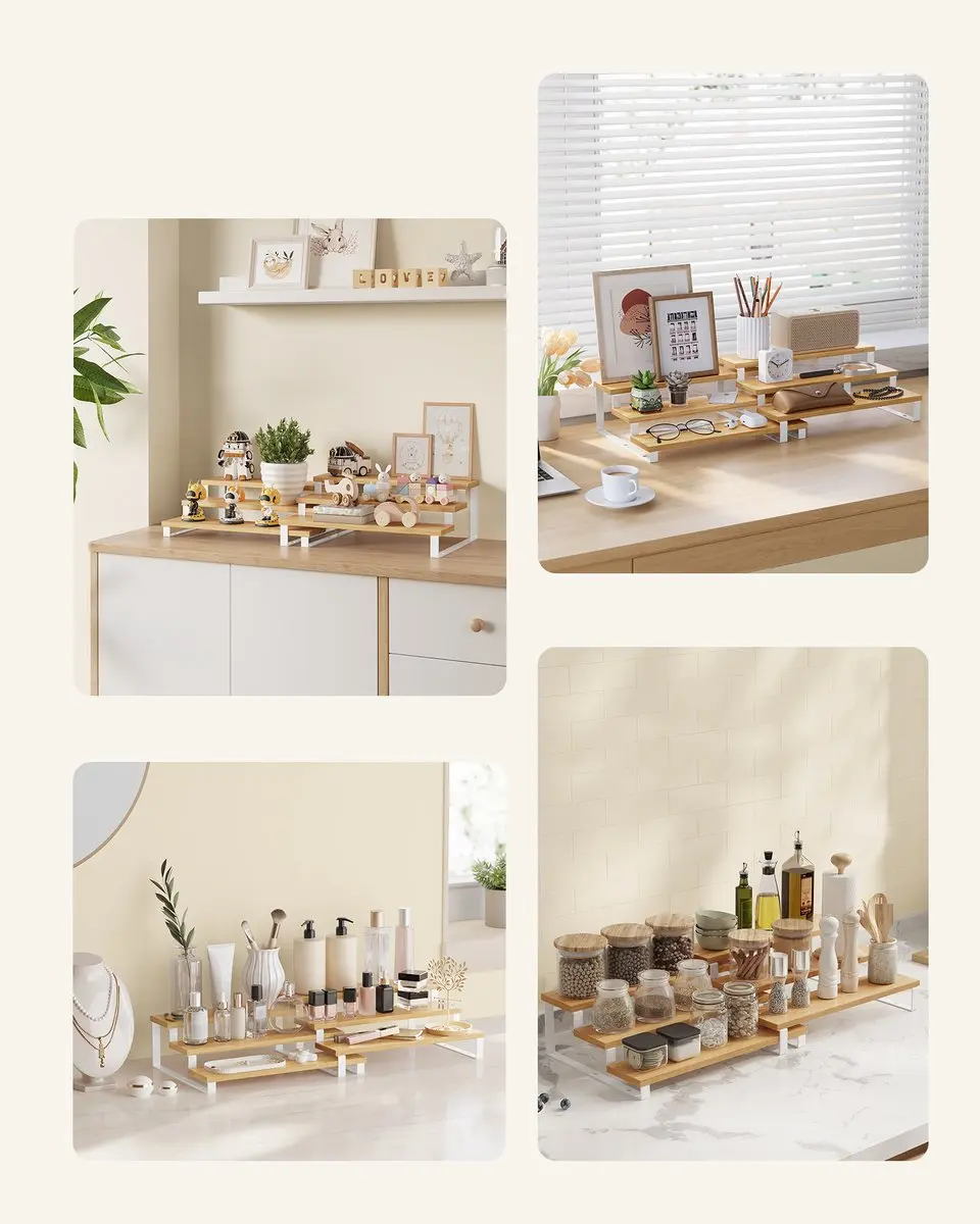 Songmics Kruidenrek Set 2-delig KCS016N02 - 3 Lagen - Naturel beige-wolkenwit
