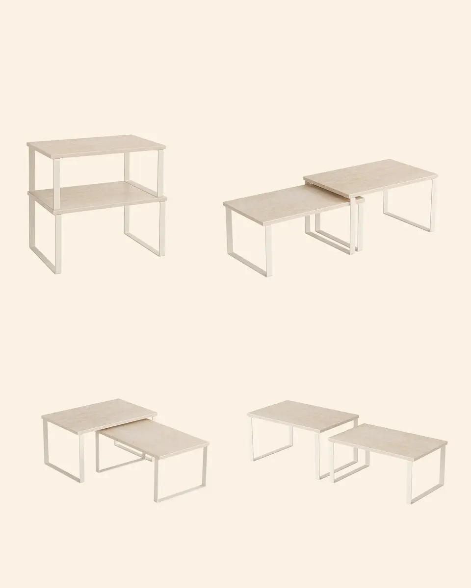 Songmics Kruidenrek Set 2 Stuks - Uitschuifbaar Metaal & Hout