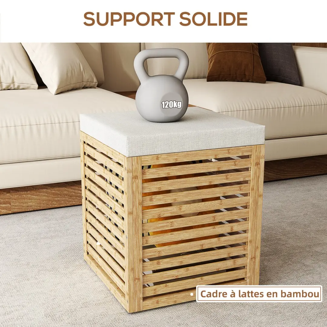 Homcom Opbergpoef Bamboe 40x40x47cm - 75L
