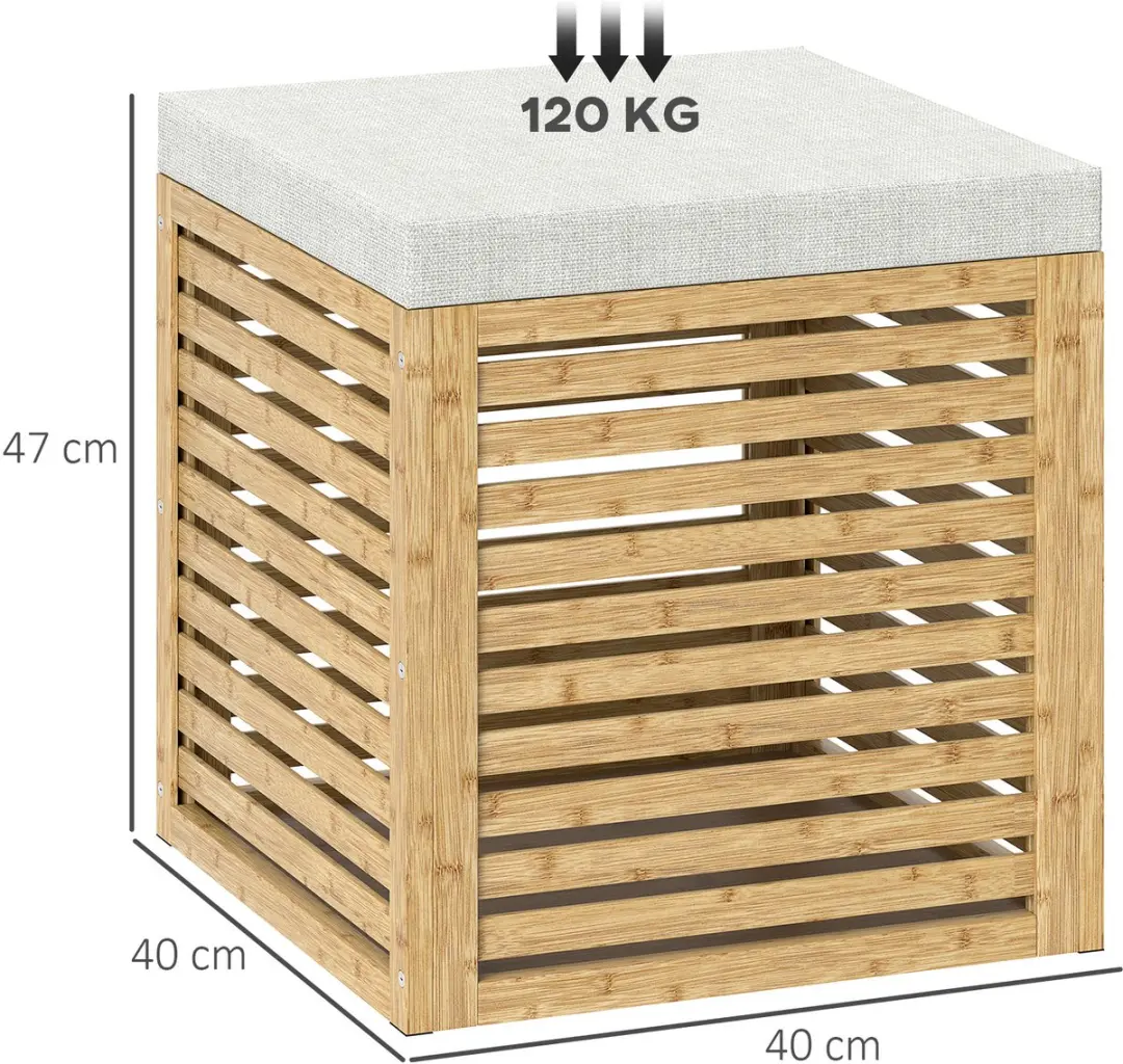 Homcom Opbergpoef Bamboe 40x40x47cm - 75L