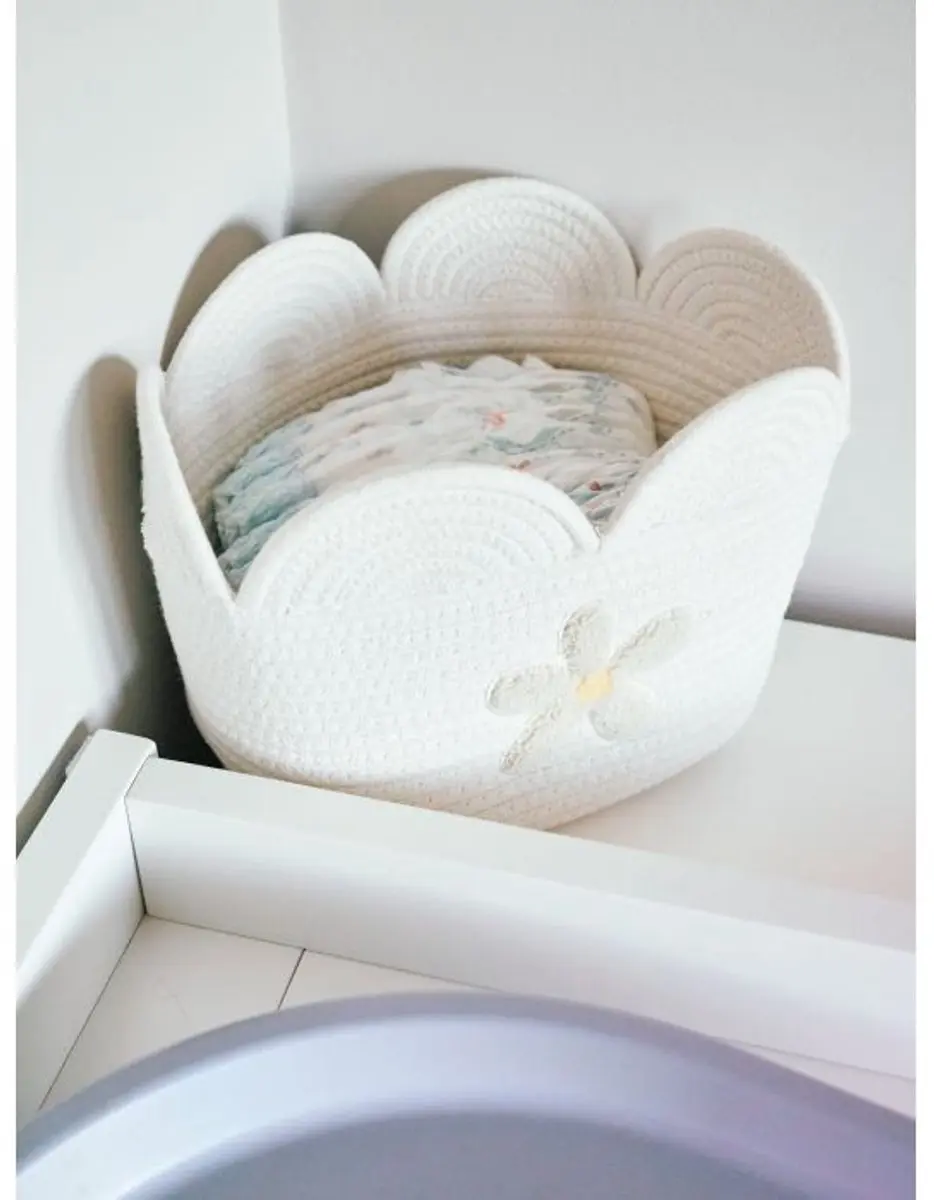 Childhome Flower Collection Opbergmand 30x20x14cm - Wit