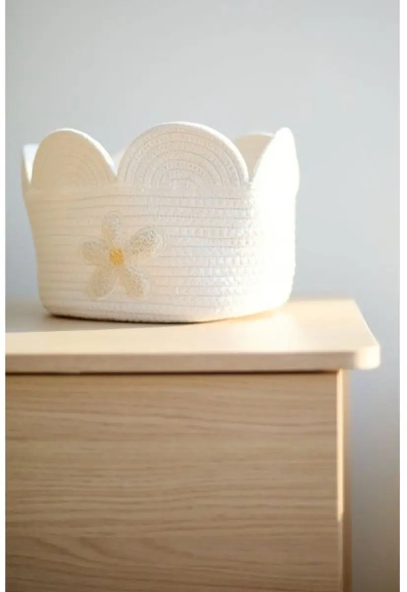 Childhome Flower Collection Opbergmand 30x20x14cm - Wit