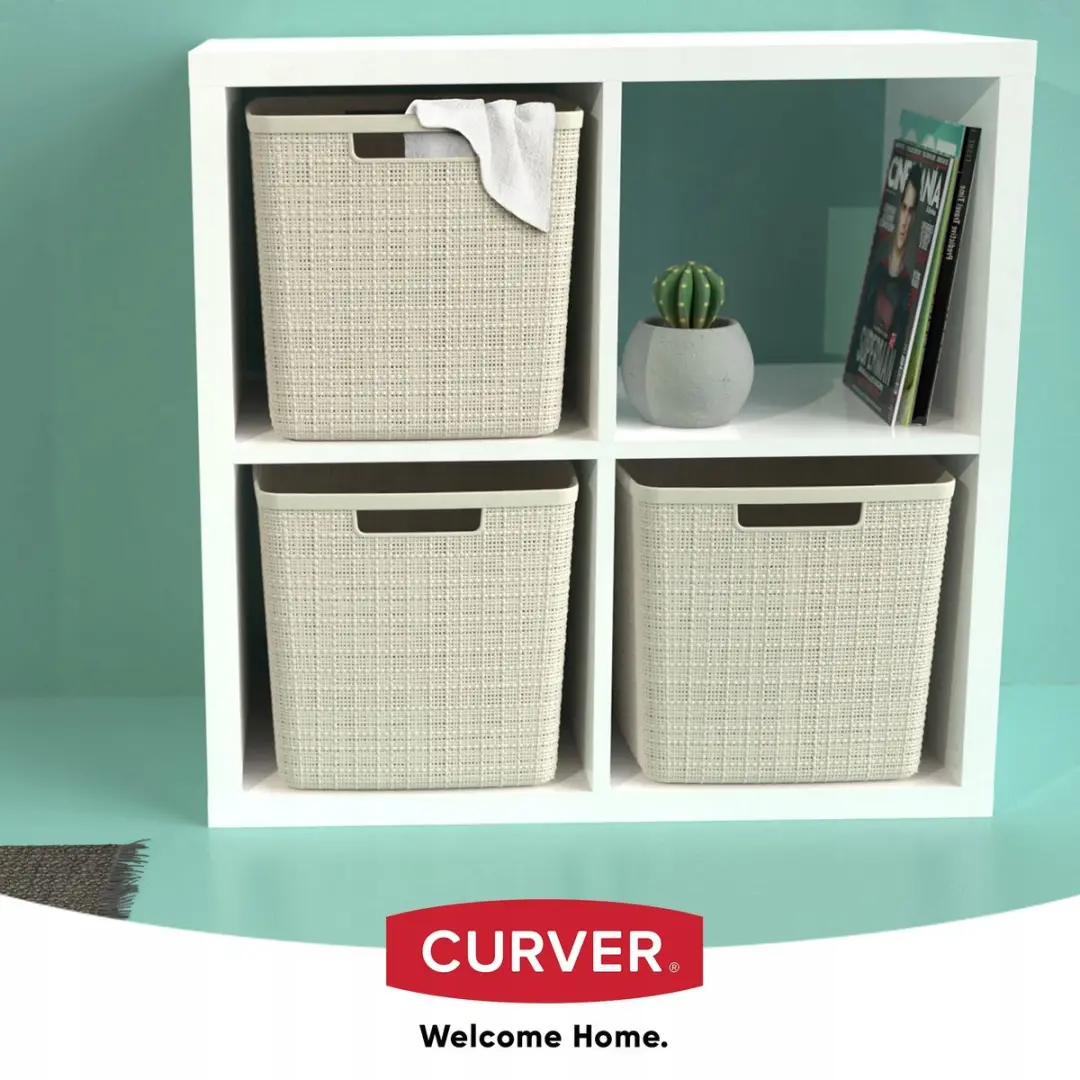 Curver Jute Opbergmand Cube - 17L - Gebroken wit