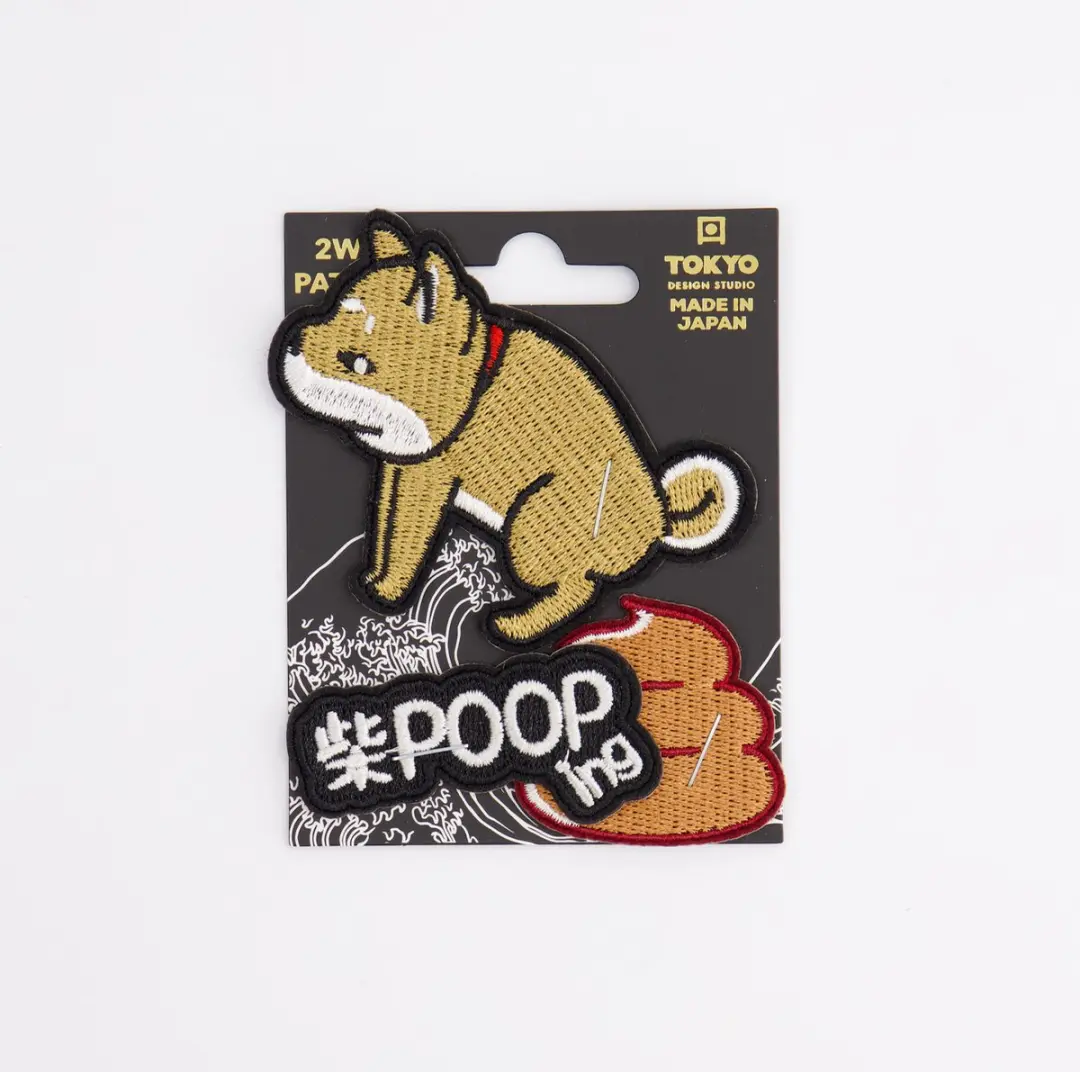 Tokyo Design Studio Patch 2Way Shiba-Dog Pooping Strijkpatch 6x7cm