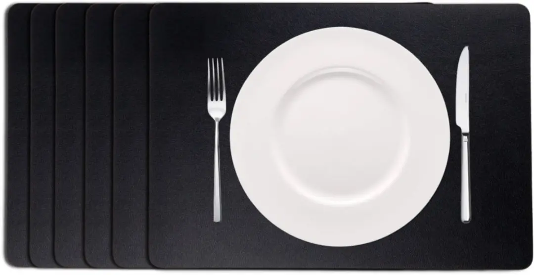 Cookinglife Vegan Lederlook Placemats - 6 Stuks 46x33cm - Zwart