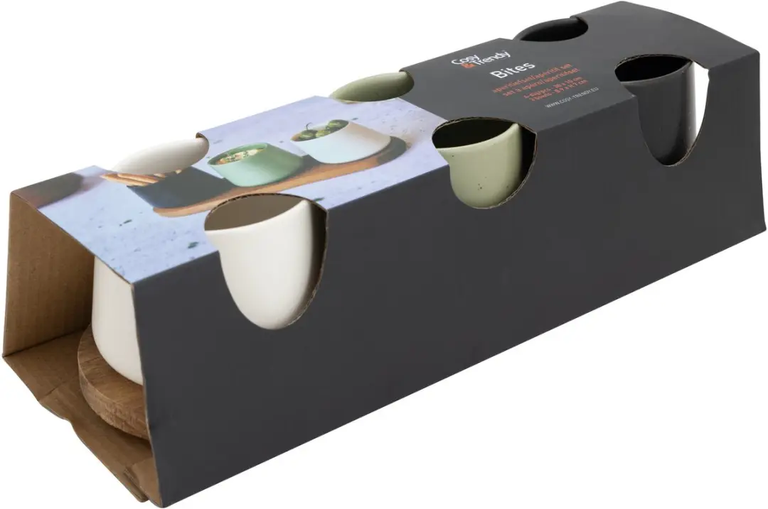 Cosy&Trendy Bamboe Serveerplank met 4 Schaaltjes - 30x10cm - Multi