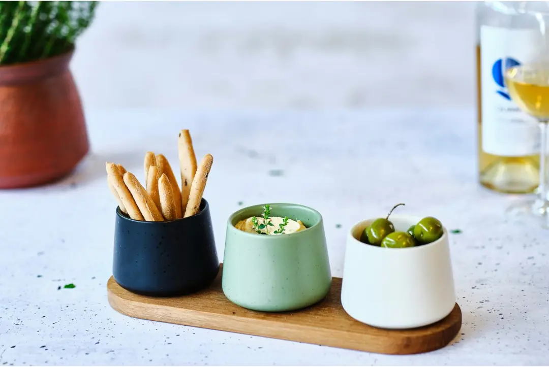 Cosy&Trendy Bamboe Serveerplank met 4 Schaaltjes - 30x10cm - Multi