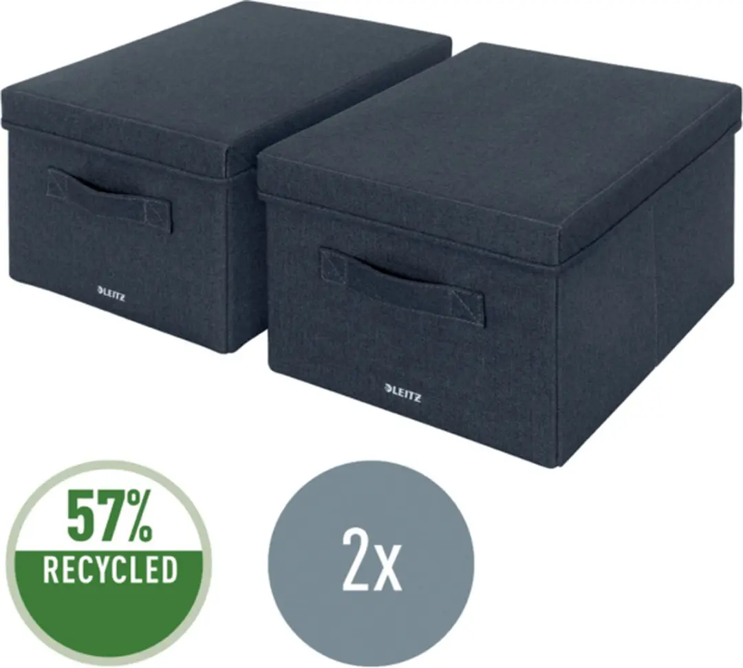 Leitz Stoffen Opbergdoos Fluweelgrijs - 9L - Set van 2