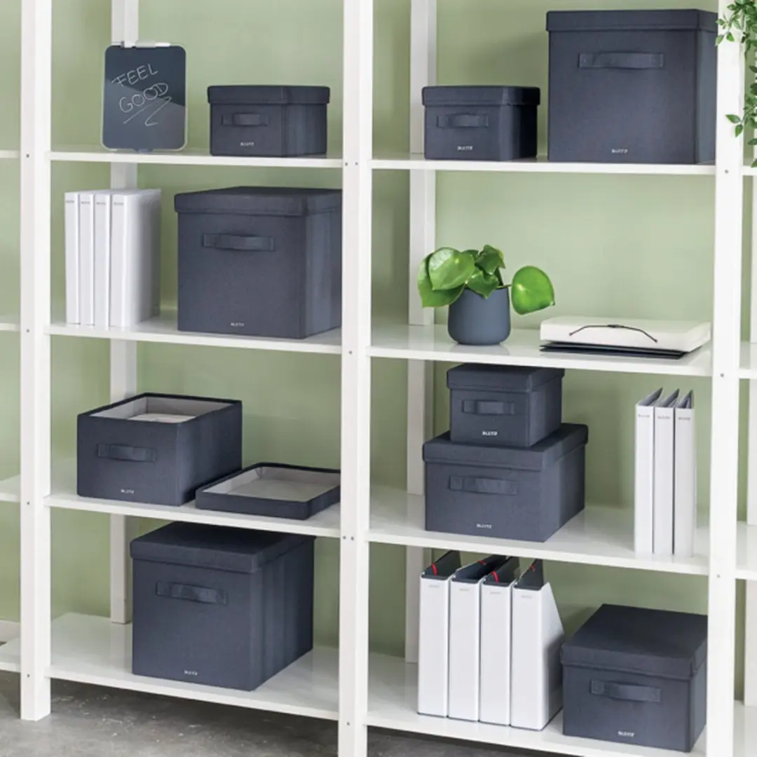 Leitz Stoffen Opbergdoos Fluweelgrijs - 9L - Set van 2 - afbeelding 6 van 6