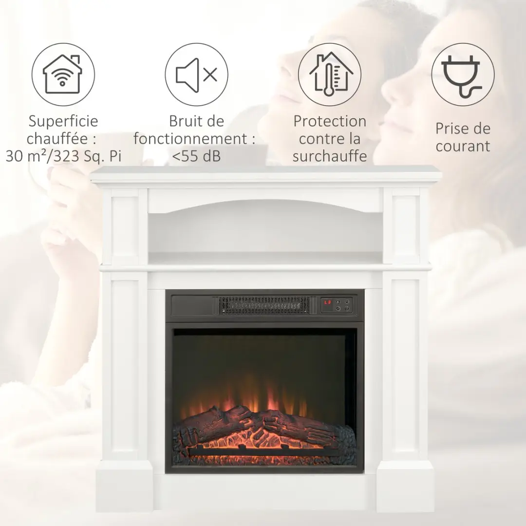 Homcom Elektrische Haard 820-090V91WT - 80,5x32,3x80,5cm Wit