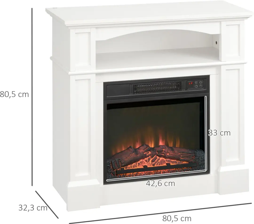 Homcom Elektrische Haard 820-090V91WT - 80,5x32,3x80,5cm Wit