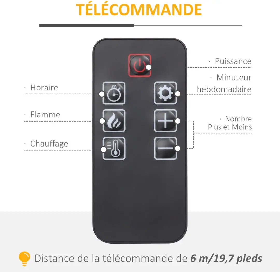 Homcom Elektrische Haard 820-090V91WT - 80,5x32,3x80,5cm Wit - afbeelding 6 van 6