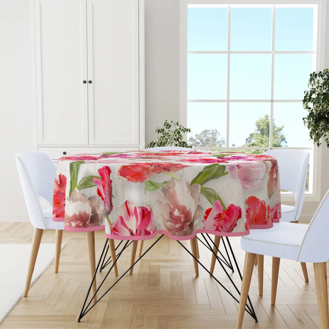 Wicotex Tafelzeil Tulpen Rond 160cm - Rood