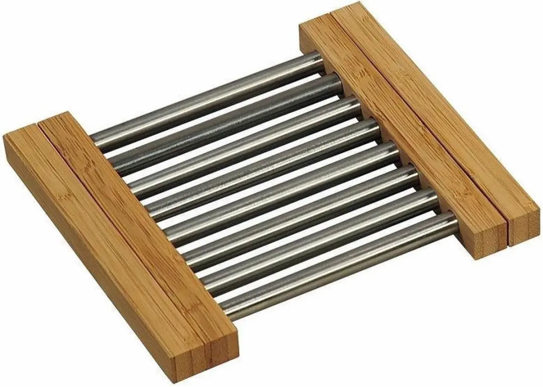 Excellent Houseware Panonderzetter 607167 - 21x22cm - Bamboe/RVS - Zilver