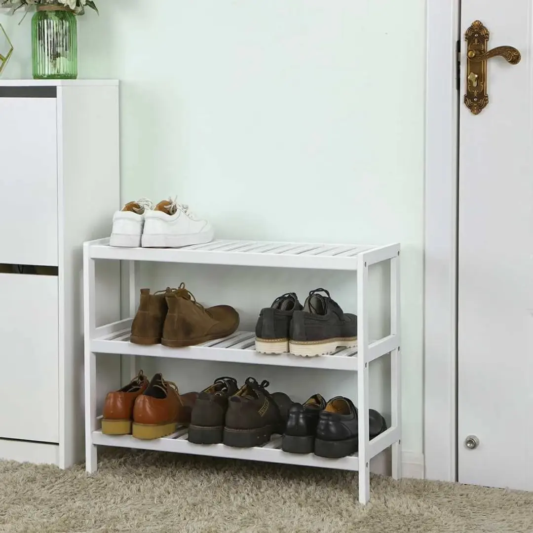 Songmics Schoenenrek Bamboe 26x70x55cm - 12 Paren - Wit