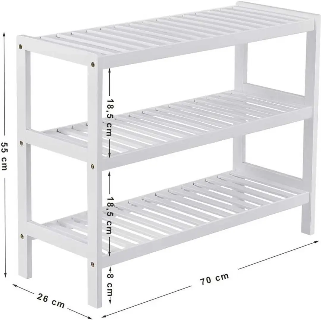 Songmics Schoenenrek Bamboe 26x70x55cm - 12 Paren - Wit