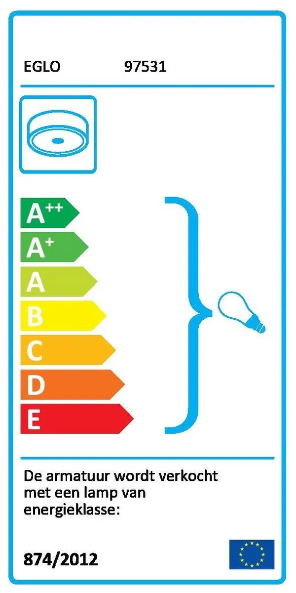 Eglo Bari-m Plafondlamp met sensor E27 - 1-lichts - Wit - afbeelding 6 van 6