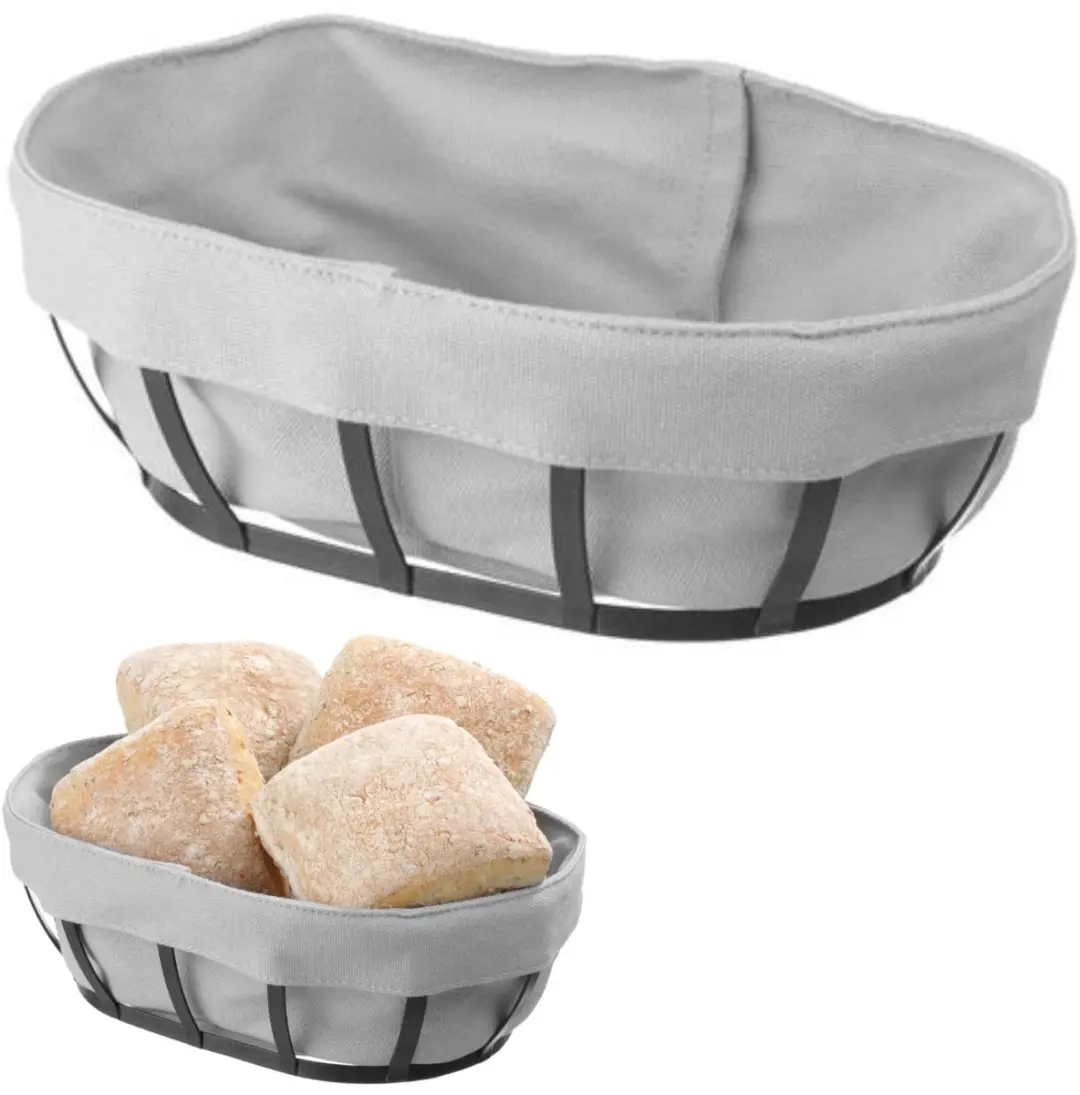 HENDI Ovaal Broodmandje met Zak - 250x160x75mm - Matzwart