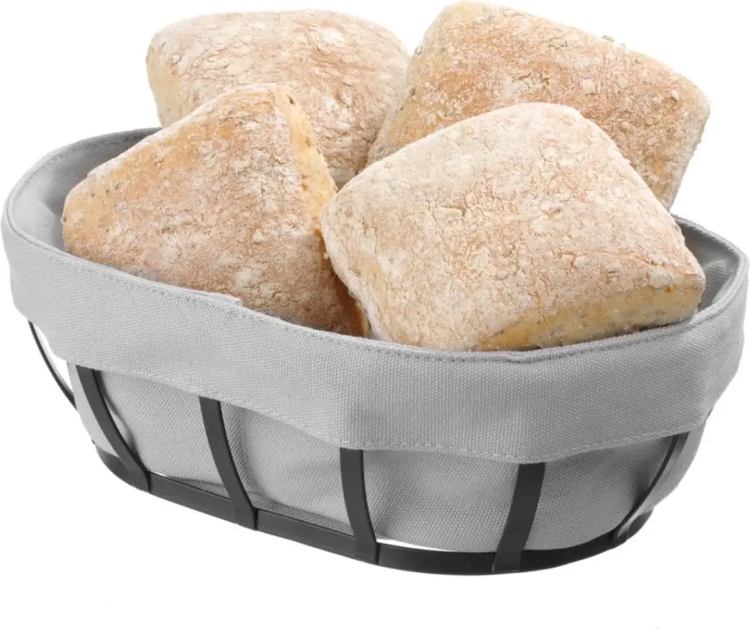 HENDI Ovaal Broodmandje met Zak - 250x160x75mm - Matzwart