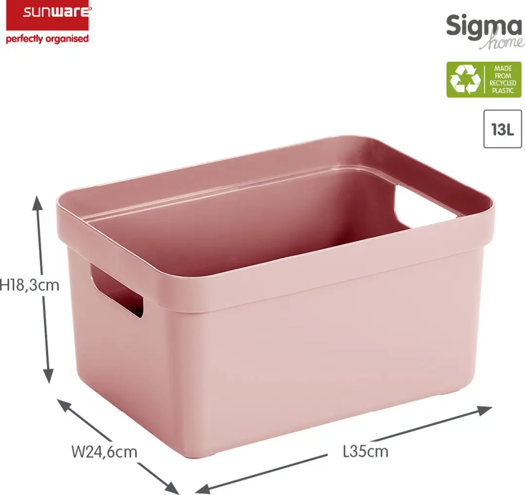 Sunware Sigma Home Opbergbox 13L - Set van 3 - Roze/Transparant