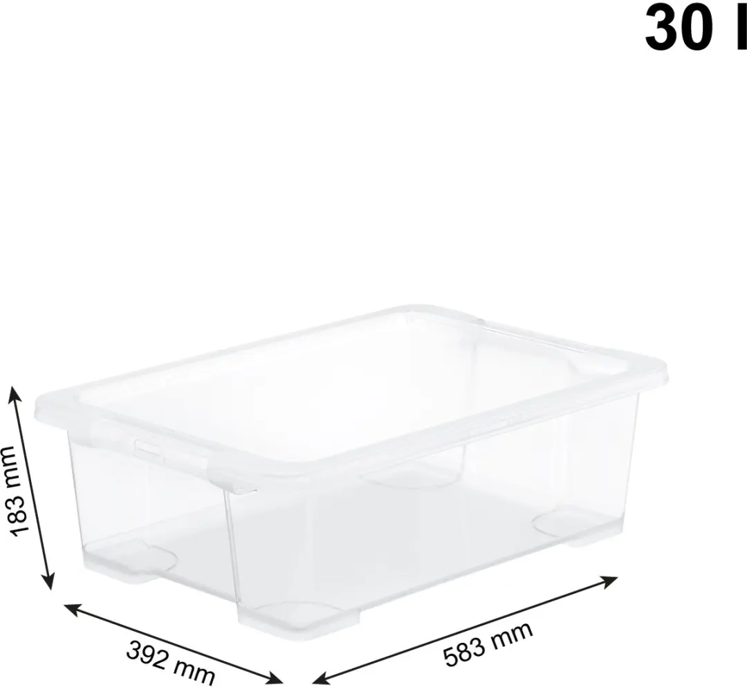 Rotho CORE Basic Opbergbox - 4 Stuks - 30L - Transparant