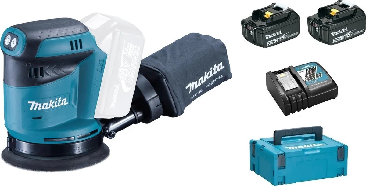 Makita DBO180RFJ Excentrische Schuurmachine Set