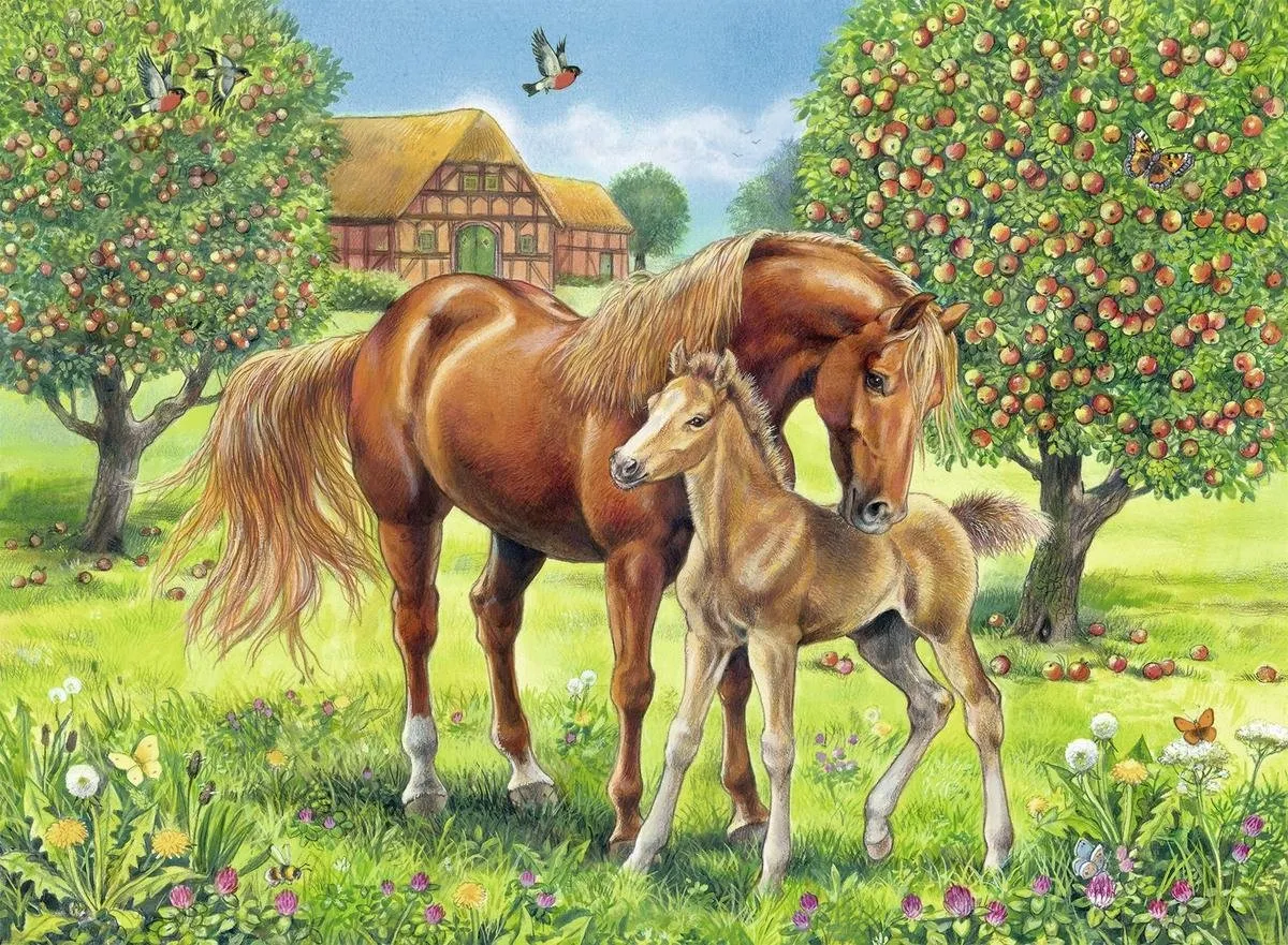 Ravensburger Paarden in de wei Puzzel 100 Stuks - Meerkleurig - afbeelding 2 van 4