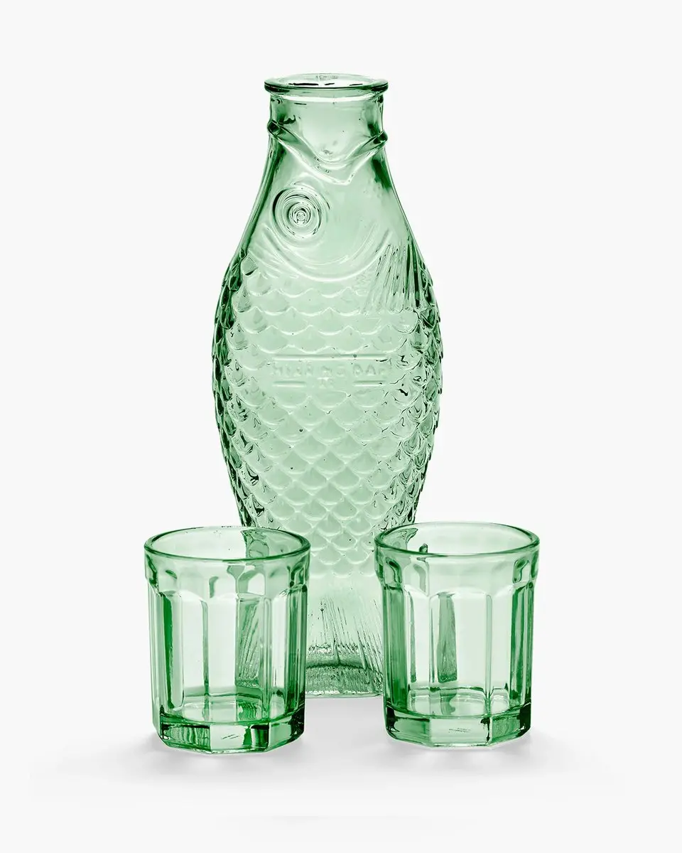Serax Paola Navone Fish Karaf & Glazen Set - 1L - Groen - afbeelding 6 van 6