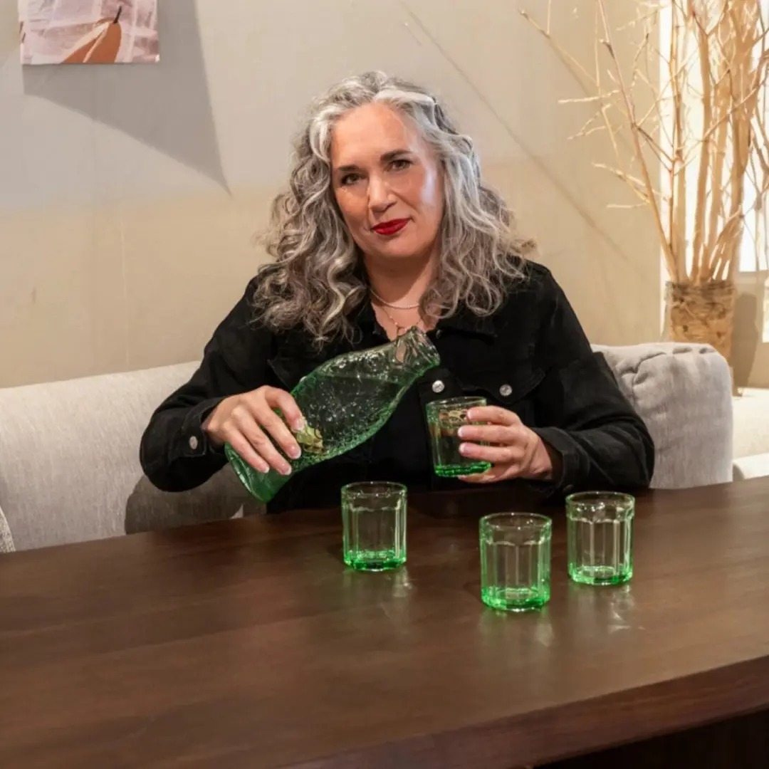 Serax Paola Navone Fish Karaf & Glazen Set - 1L - Groen - afbeelding 3 van 6