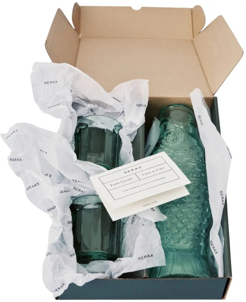 Serax Paola Navone Fish Karaf & Glazen Set - 1L - Groen - afbeelding 4 van 6