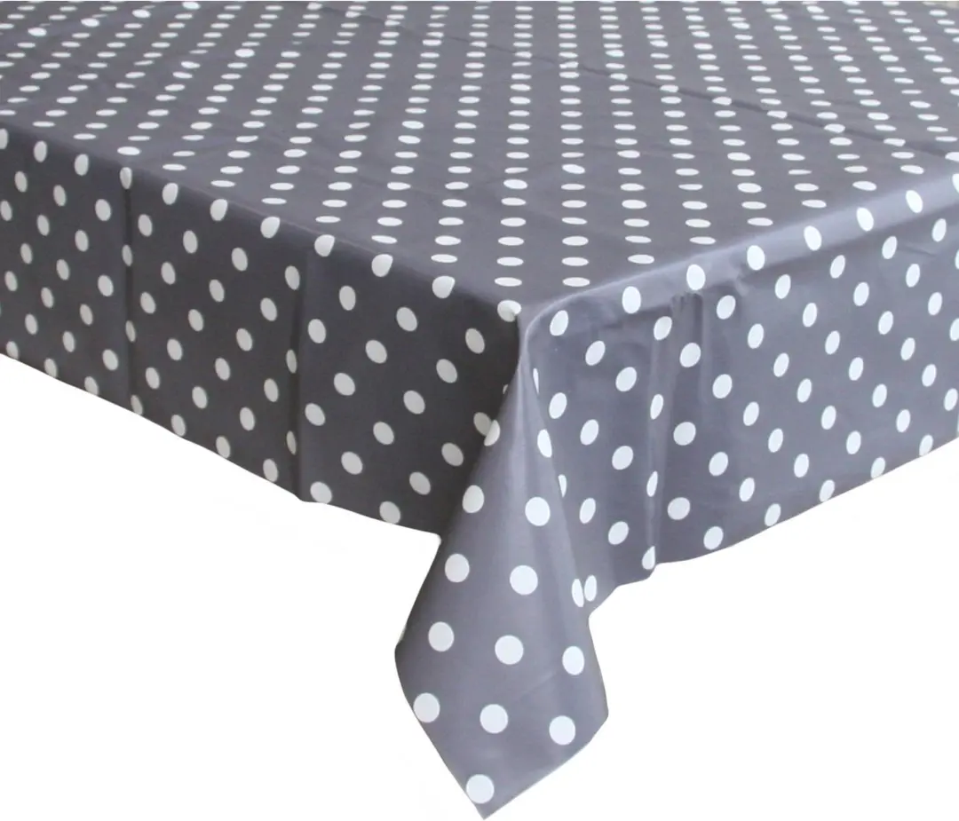 Bellatio Design Tafelzeil Grijs met Witte Stippen 140x180cm
