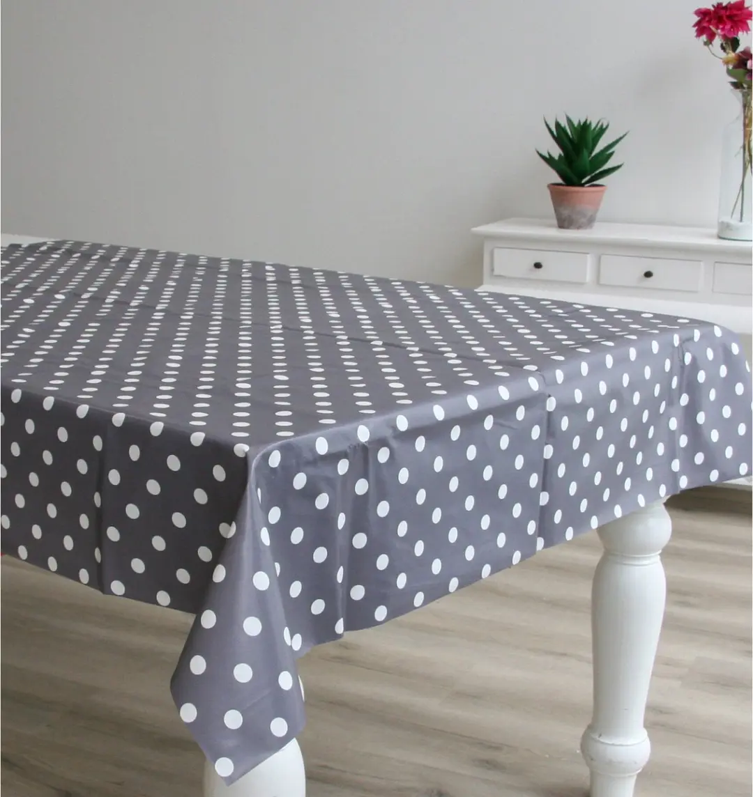 Bellatio Design Tafelzeil Grijs met Witte Stippen 140x180cm