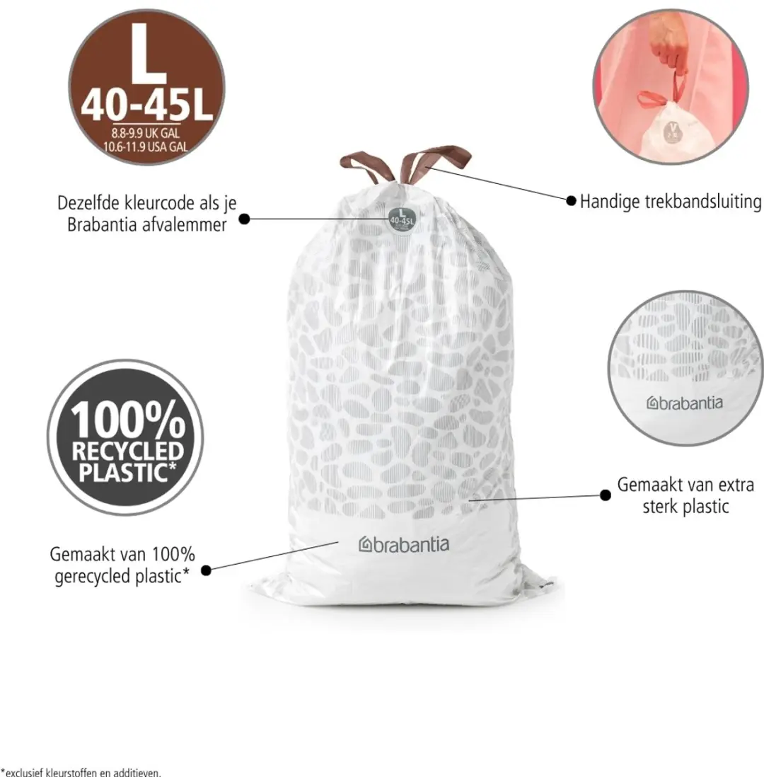 Brabantia PerfectFit Vuilniszakken 45L Code L - 120 Stuks