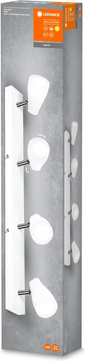 LEDVANCE LED Spot PEAR 600MM4X4.3W827 GU10WT - 17.2W 840lm - Wit