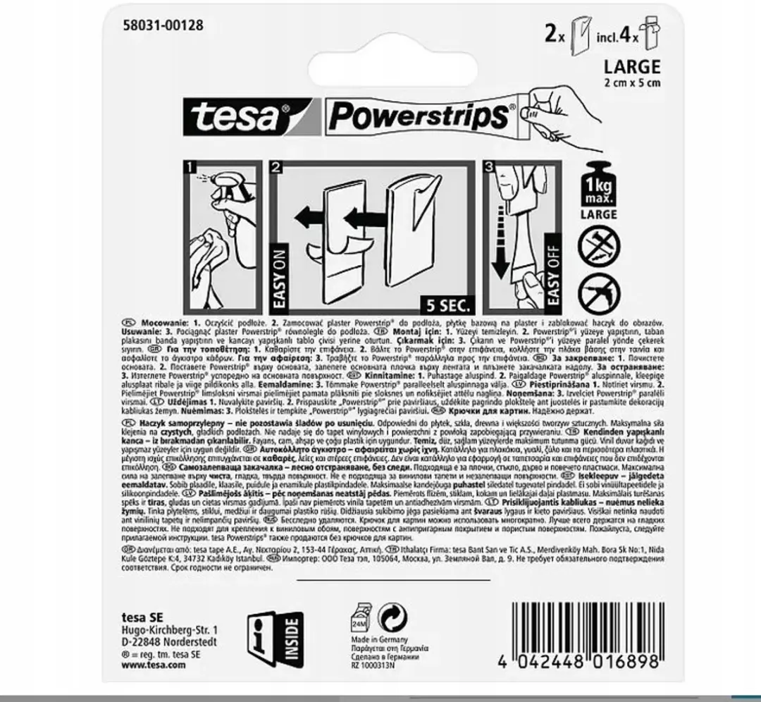 Tesa Powerstrips Haken Wit - 6 Stuks