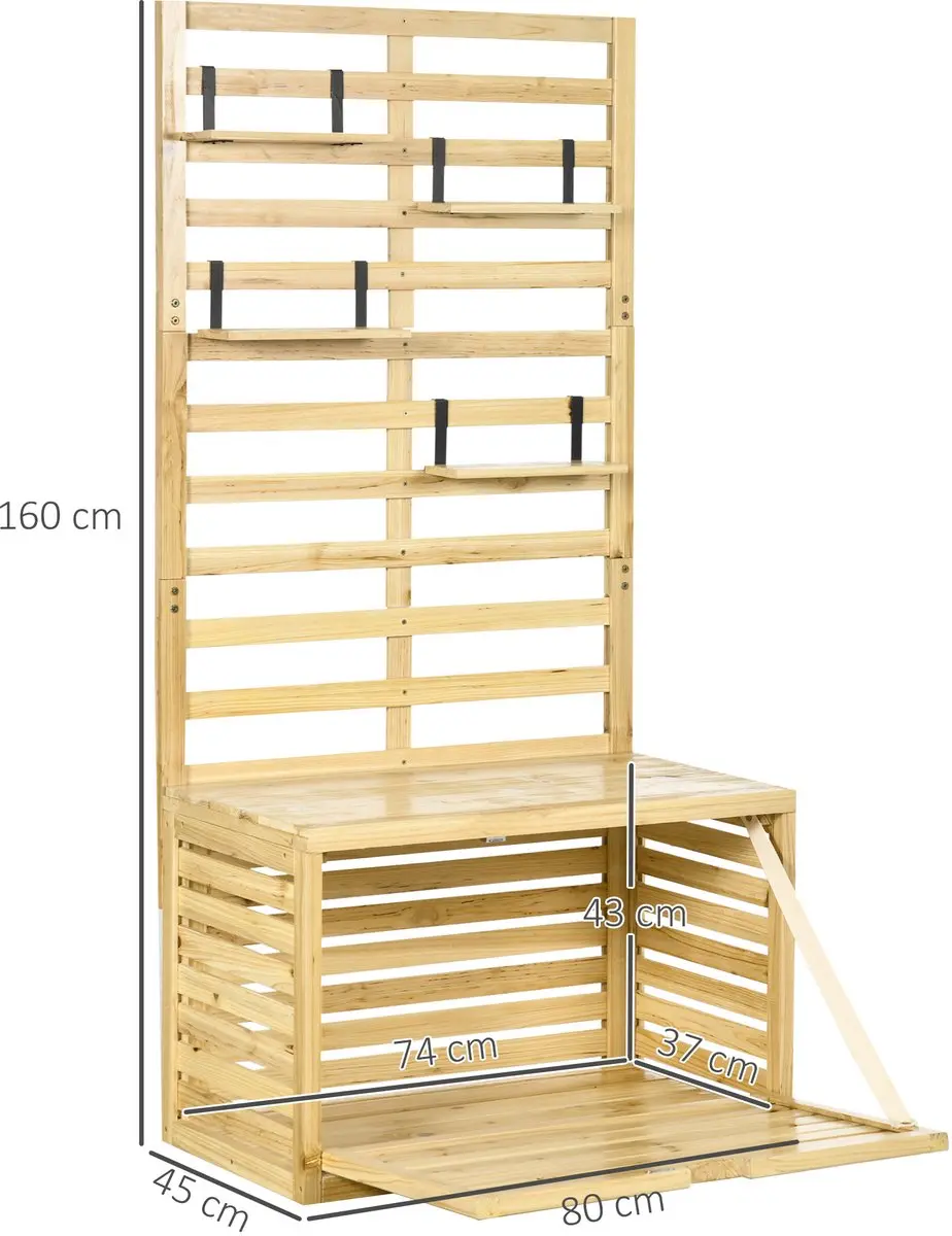 Outsunny Natuurhouten Opbergbox 118L - 80x45x160cm