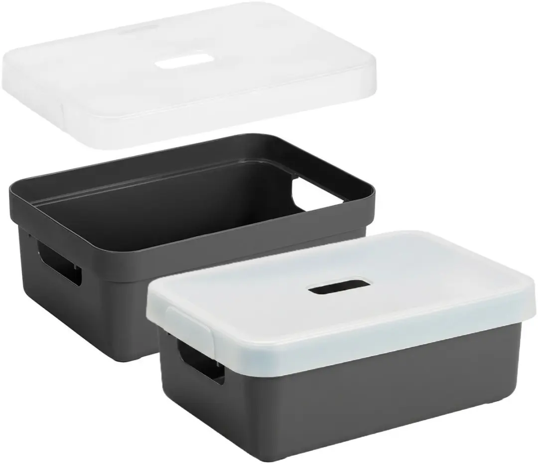 Sunware Opbergboxen 9L - 4 Stuks - Antraciet