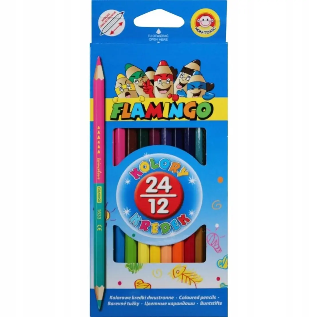 Flamingo Serie Dubbelzijdige Kleurpotloden - 24 Kleuren - Veelkleurig