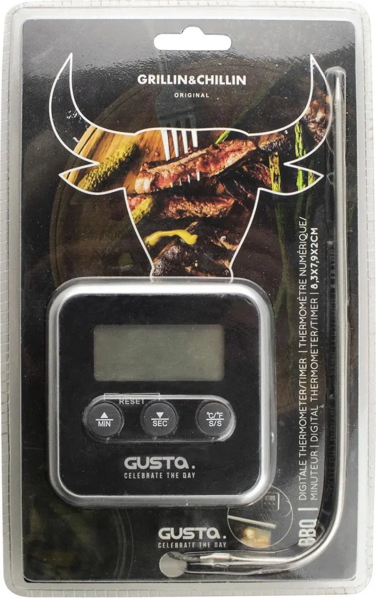 Gusta Grillin' & Chillin' Digitale Thermometer - Zilver