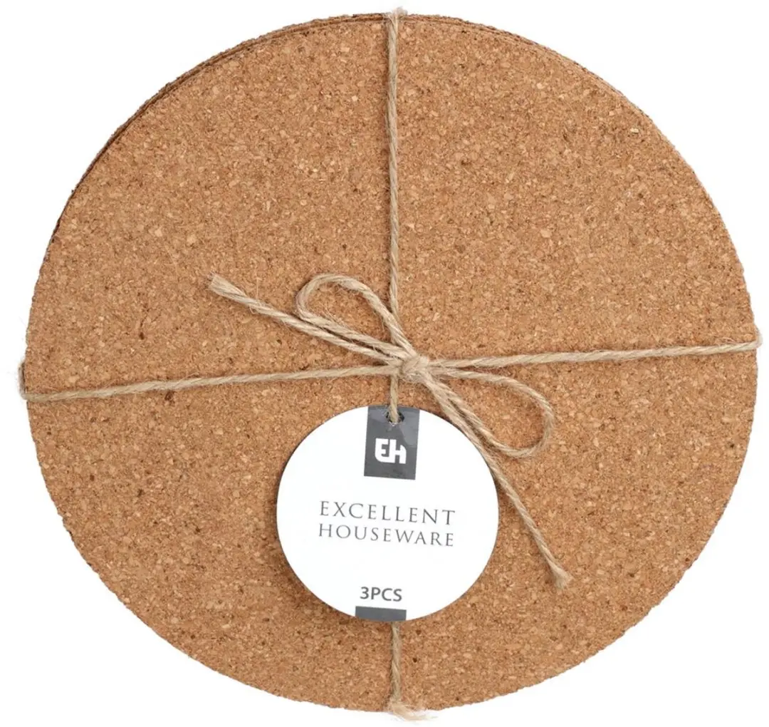 Excellent Houseware Kurk Onderzetters Rond Ø20cm - 3 Stuks - afbeelding 2 van 6