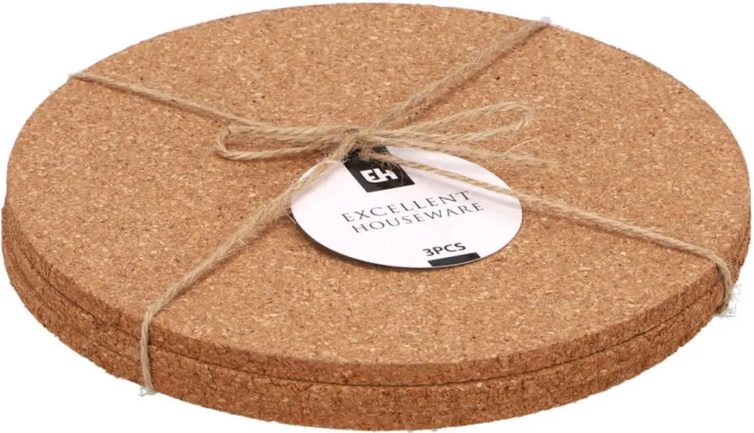 Excellent Houseware Kurk Onderzetters Rond Ø20cm