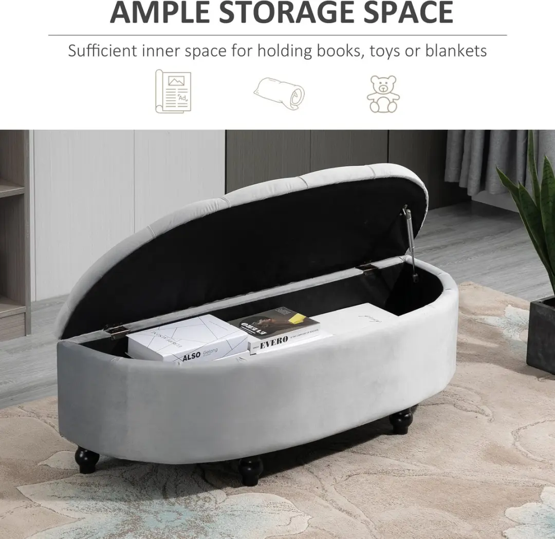 Homcom Bank met Opbergruimte 831-410 - 105L - Grijs