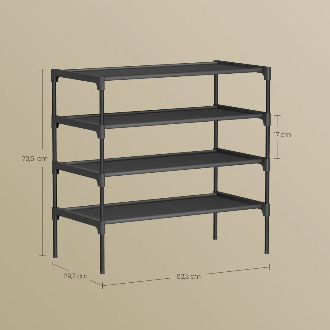 Songmics Schoenenrek 4 Lagen LSH024BH01 - Zwart - afbeelding 6 van 6