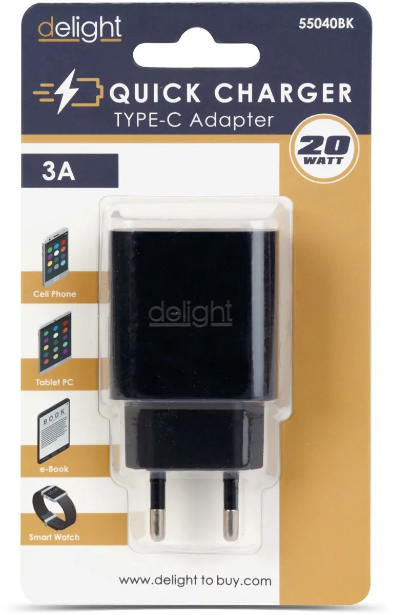 Delight Oplaadblok USB-C 20W Power Delivery - 1 Stuks