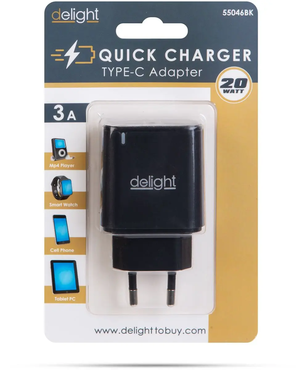 Delight USB-C Oplader 20W PD - 55046BK