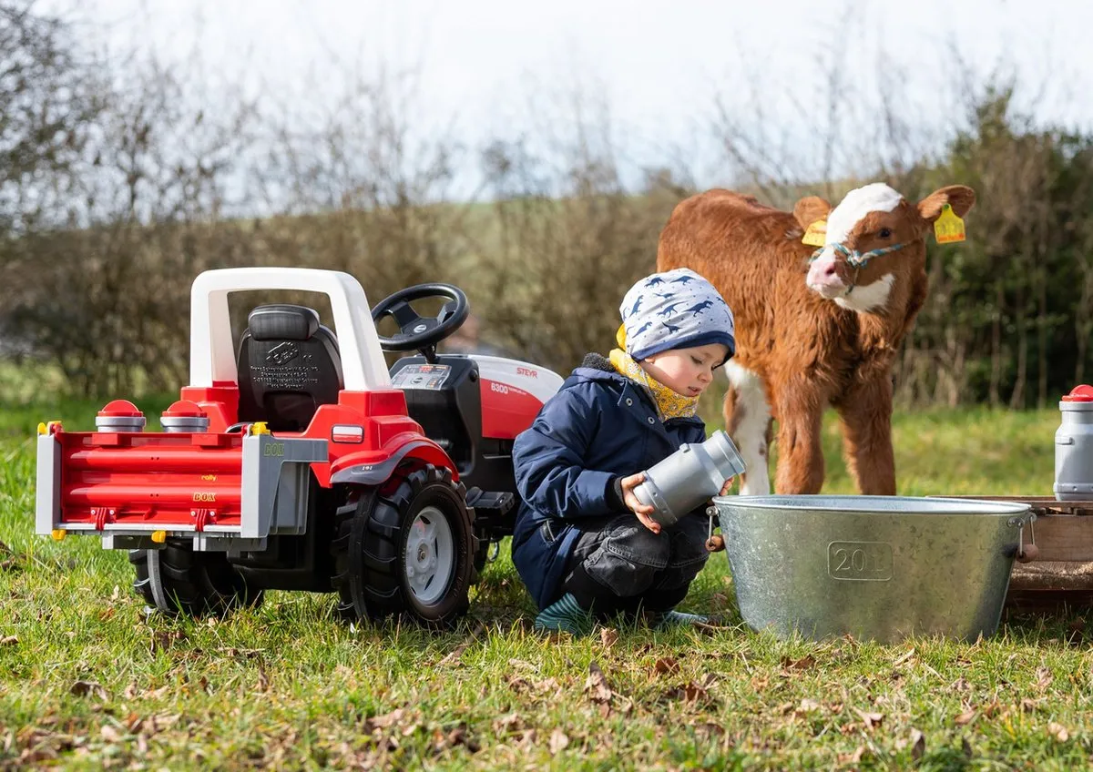 Rolly Toys Aanhanger Rollymilk Melkkannen 4-delig - Grijs/rood
