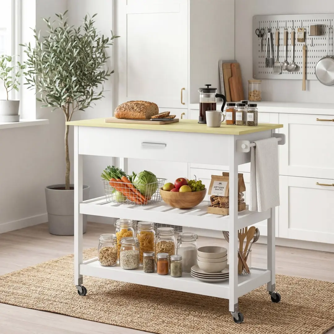 Homcom Keukenwagen MDF 108,8L - 51x92,5cm - Wit