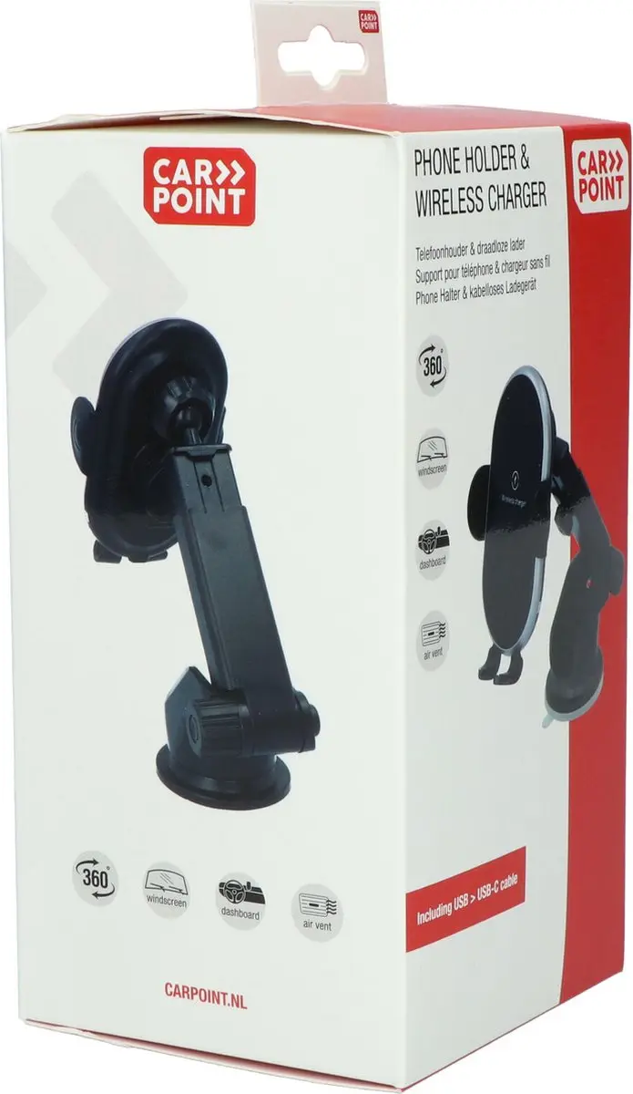 Carpoint 23369 Smartphonehouder & Qi-lader - 15W - Zwart - afbeelding 6 van 6