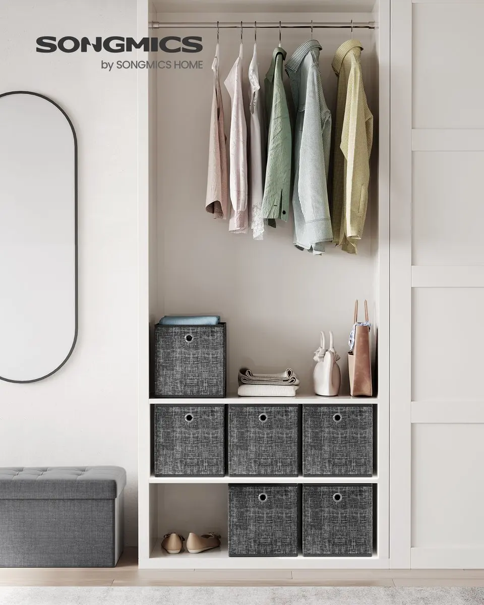 Songmics Opbergbox Set 6 Stuks - 19L - Zwart gemêleerd