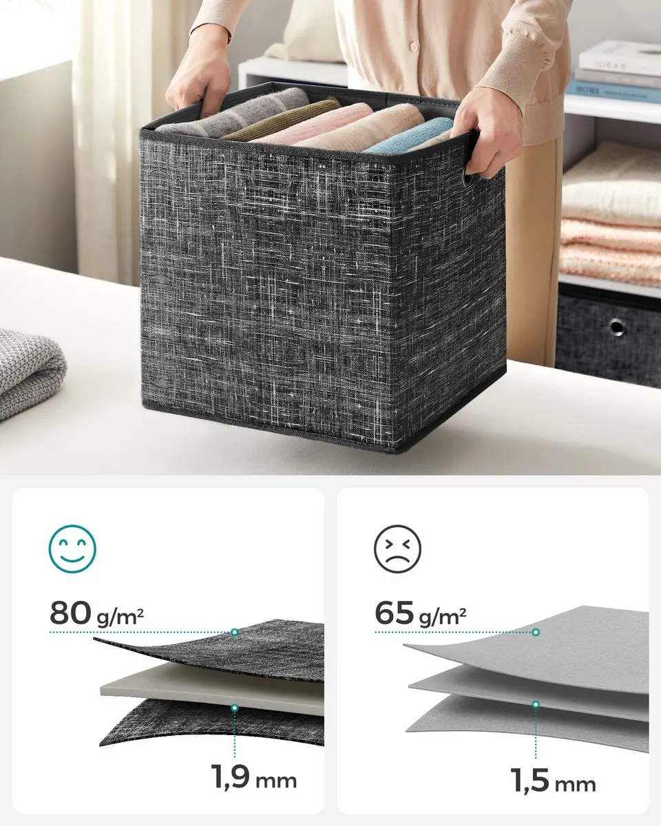 Songmics Opbergbox Set 6 Stuks - 19L - Zwart gemêleerd